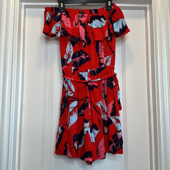 Express red floral print romper‎ size XS - Picture 4 of 5